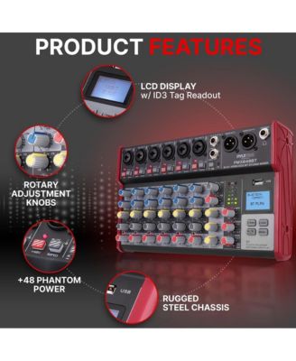 8-Channel Bluetooth Studio DJ Mixer with USB & Phantom Power - PMX848BT