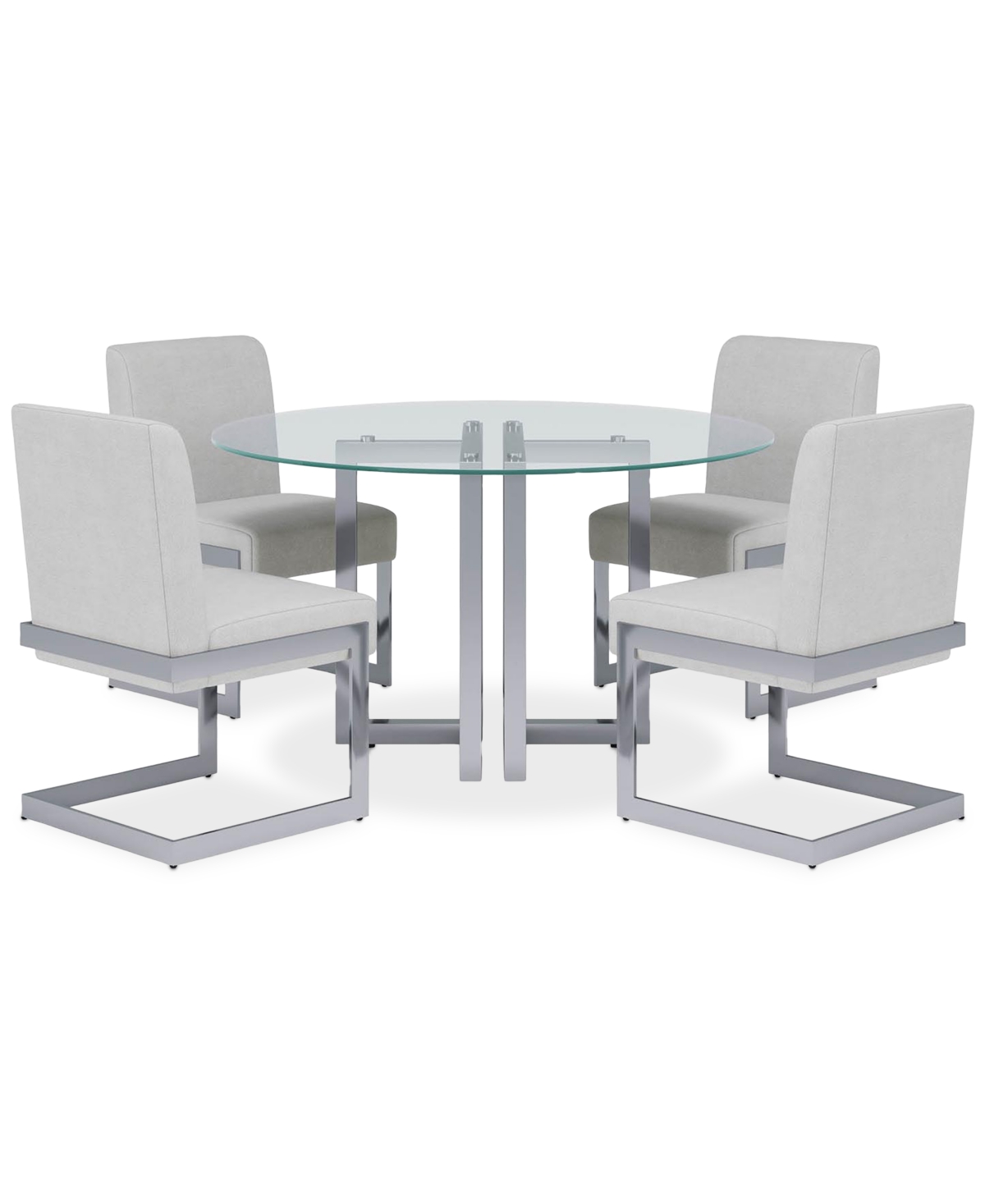 Macy's Emila 5 Pc. Dining Set (rectangular Table & 4 Chairs), Created For  In Clear Glass With Silver Base
