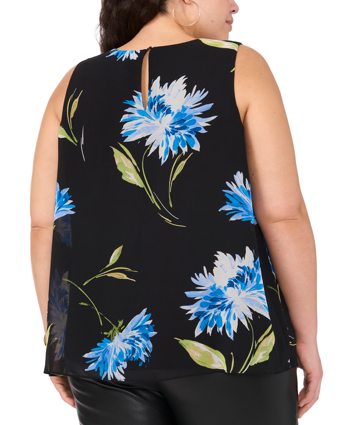 VINCE CAMUTO PLUS SIZE FLORAL-PRINT SLEEVELESS TOP 