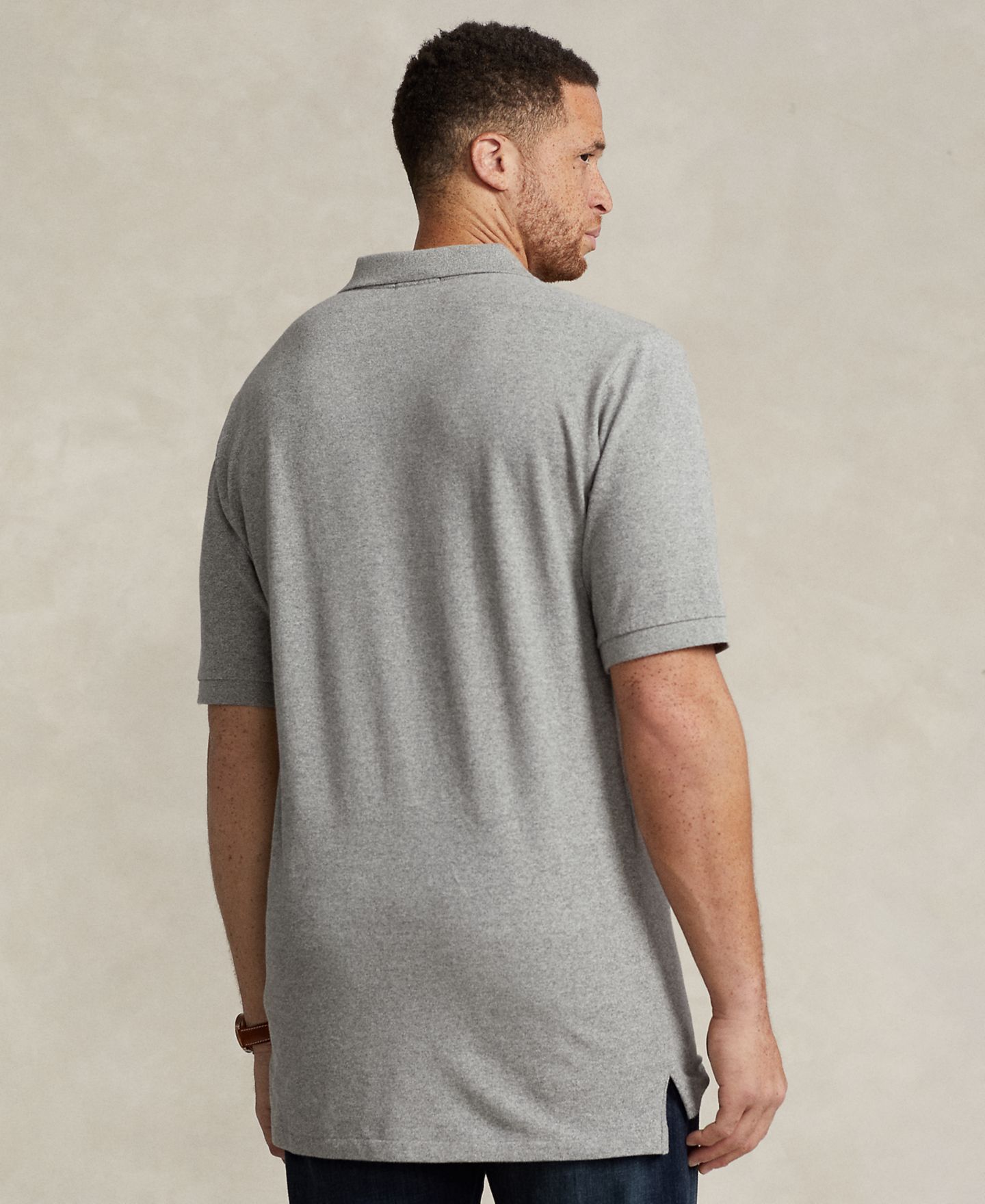 Мужское поло Polo Ralph Lauren Big & Tall Cotton Short-Sleeve Polo, цвет: Меланжевый, вариант 1 — фото 4