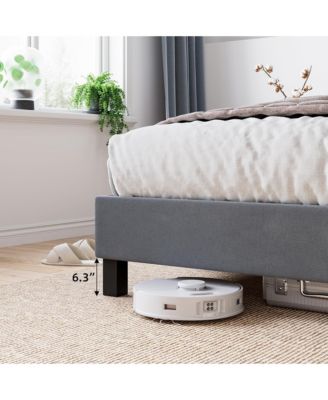 Queen Bed Frame, Metal Bed Frame with Removable Pillow Back, Platform Bed Frame with Wood Slat Support