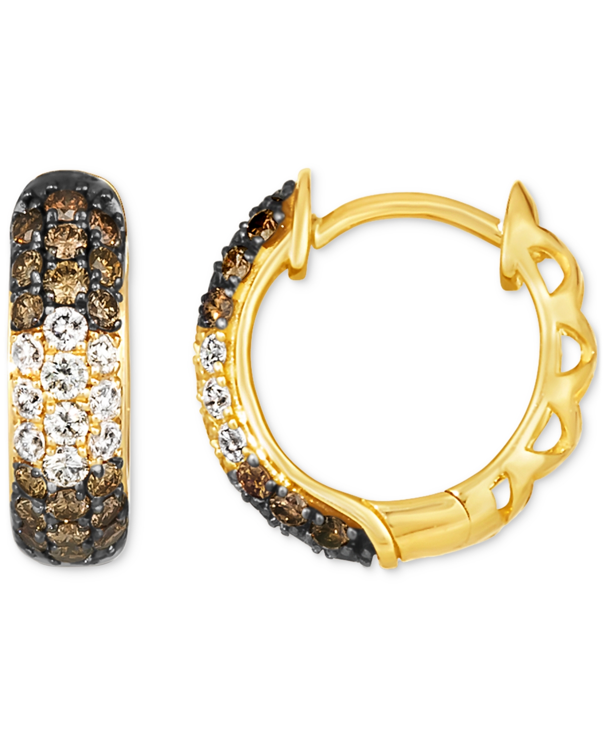 Le Vian Ombre Chocolate Ombre Diamond & Vanilla Diamond Small Hoop Earrings (7/8 ct. t.w.) in 14k Gold,