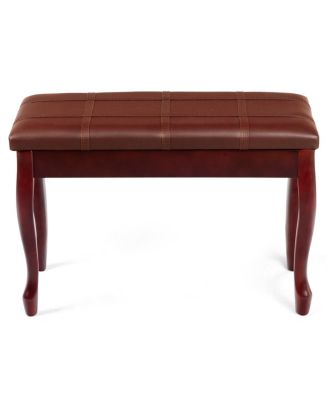 Solid Wood PU Leather Piano Bench with Storage-Brown