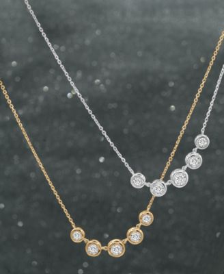 Diamond Bezel Five Stone Adjustable 18" Collar Necklace (1/2 ct. t.w.) in Sterling Silver or 14k Gold-Plated Sterling Silver