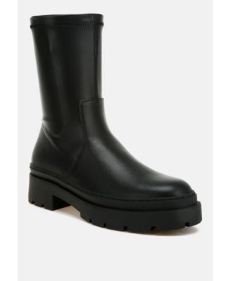 Womens Carmit Chunky Faux Leather Calf Boots