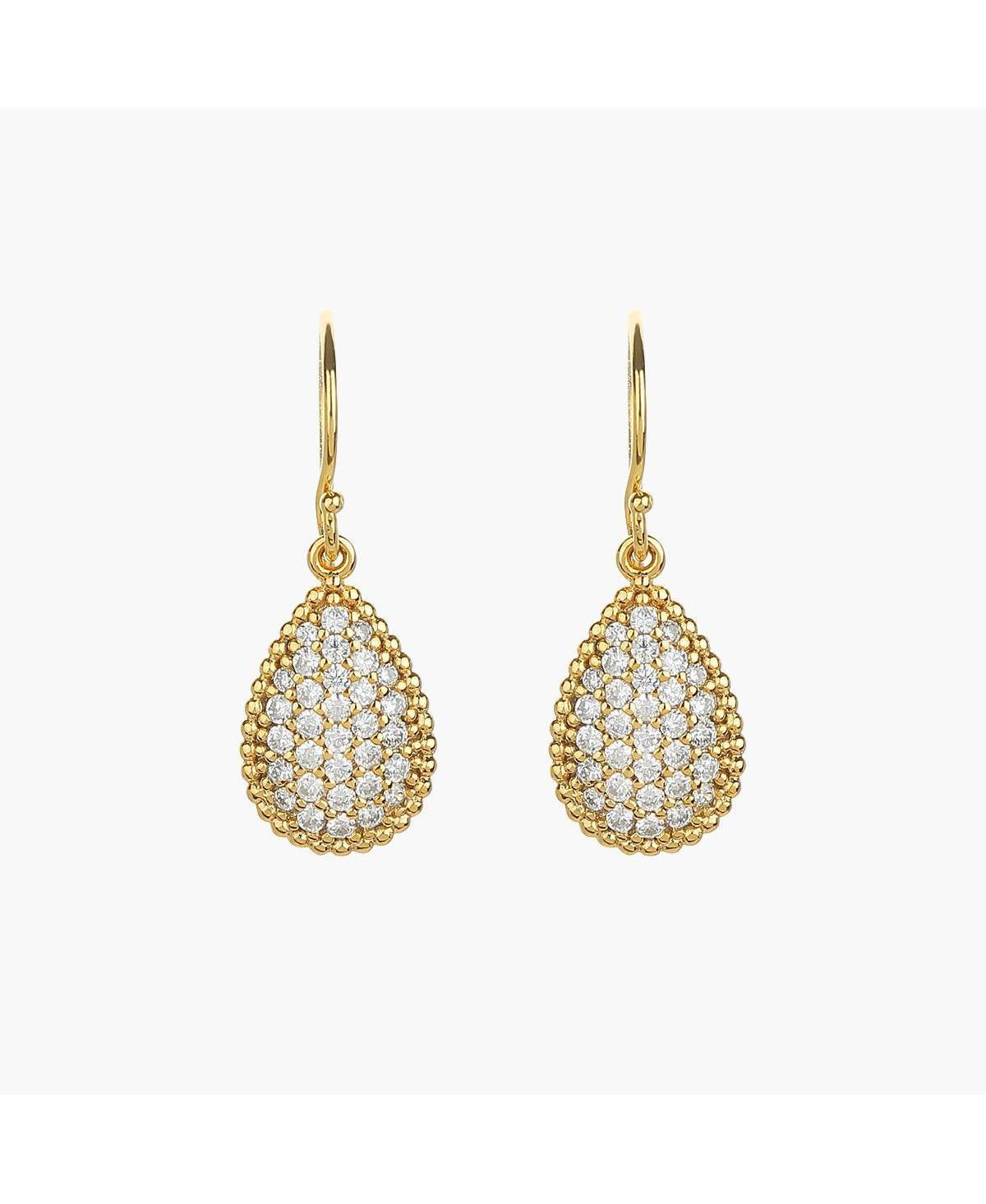 Sterling Silver 18k Gold Plated Leah Crystal Teardrop Earrings - Gold