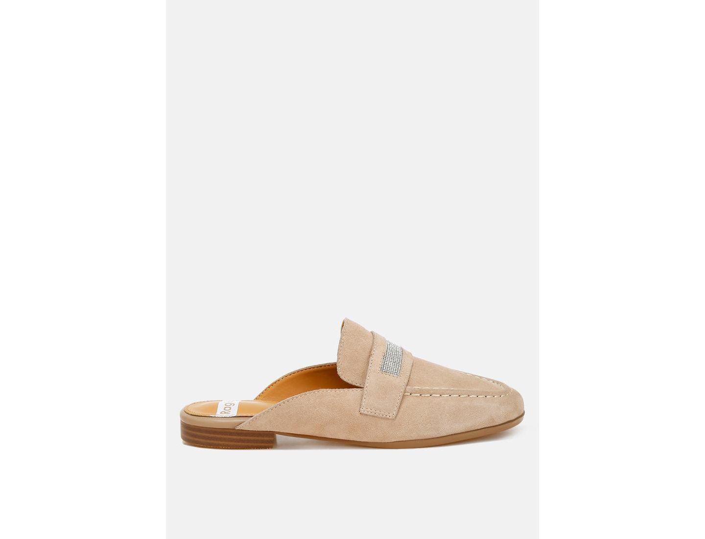 Женские сабо Rag & Co Belorose Rhinestone Strap Suede Mules, цвет: Бежевый — фото 1