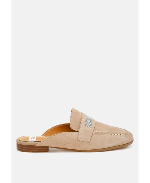 Женские сабо Rag & Co Belorose Rhinestone Strap Suede Mules, цвет: Бежевый