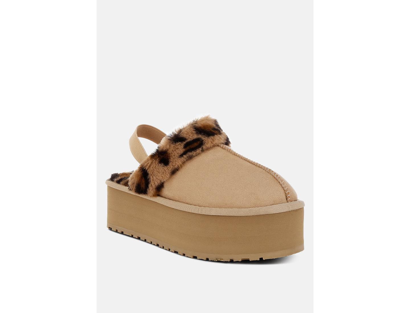 Женские сабо London Rag Kutchu Faux Fur Trim Platform Classic Slingback, цвет: Бежевый — фото 2