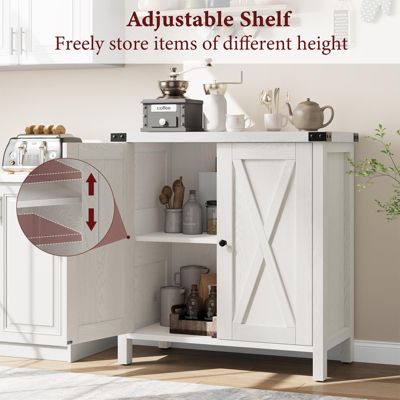 Farmhouse Buffet Cabinet with Doors, Shelves, and Accent Storage Console for Entryway, Kitchen, or Living Room