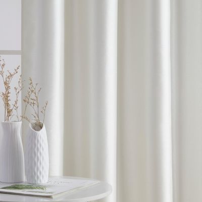 Jefferson Faux Silk Semi Sheer Light Filtering Microfiber Lined Grommet Lightweight Window Curtain Panels, Set of 2