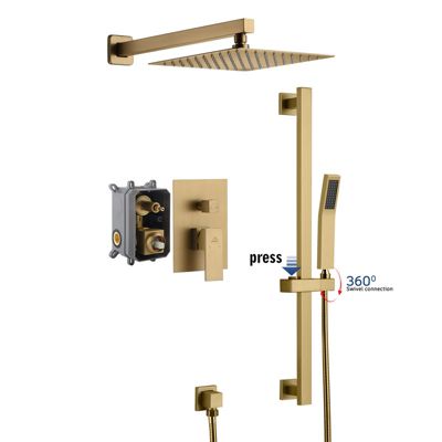 10 Wall Mounted Square Shower System Set With Handheld Spray Slidebar