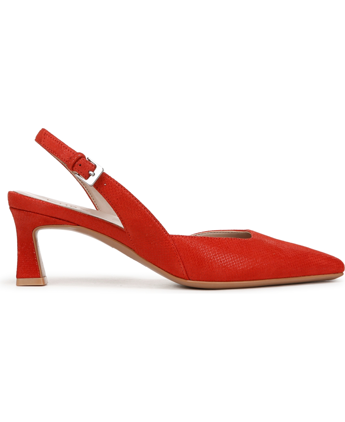 Naturalizer Dalary Pointed Toe Slingback Pumps In Maserati Red Embossed Suede