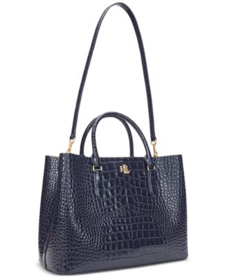 Marcy Large Embossed Leather Satchel Bag