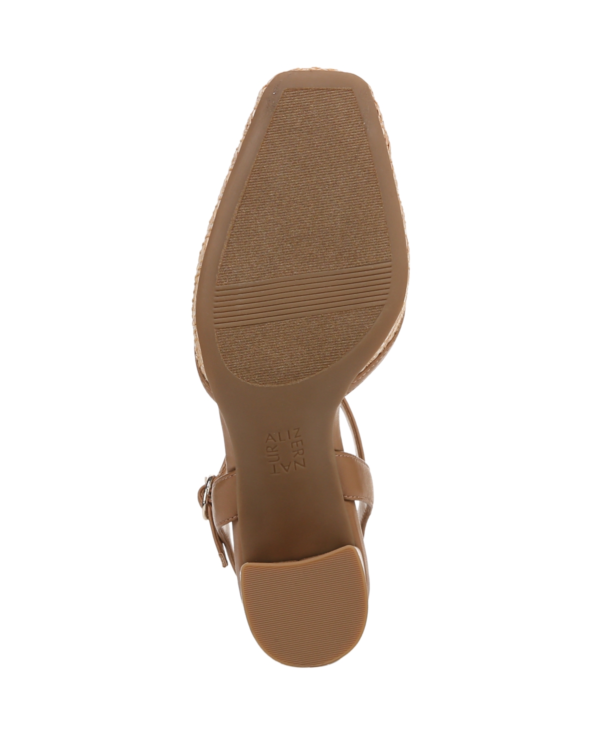 Naturalizer Wave Square Toe Ankle Strap Pumps In Tan Multi Woven Straw,faux Leather