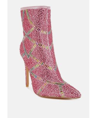Womens High Roller Rhinestones Embellished Stiletto Boots