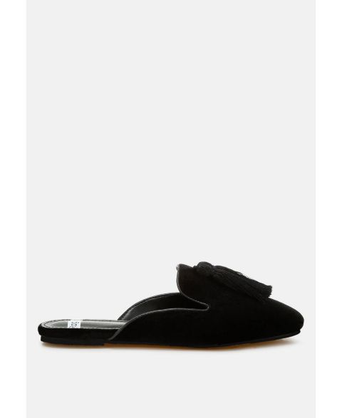 Женские сабо Rag & Co Cardinal Tassel Detail Velvet Mules, цвет: Чёрный