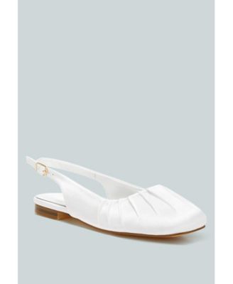 Cheeni Satin Square Toe Flat Slingbacks