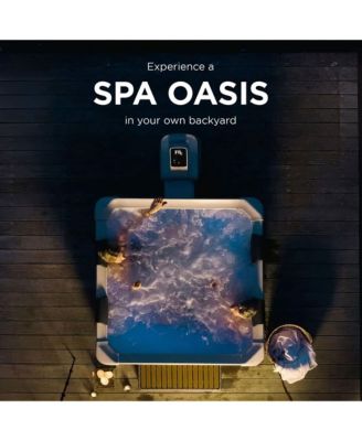 MSpa Oslo 6 Person Squared Hot Tub with Hydro Massage Jets Plus and LED Strip