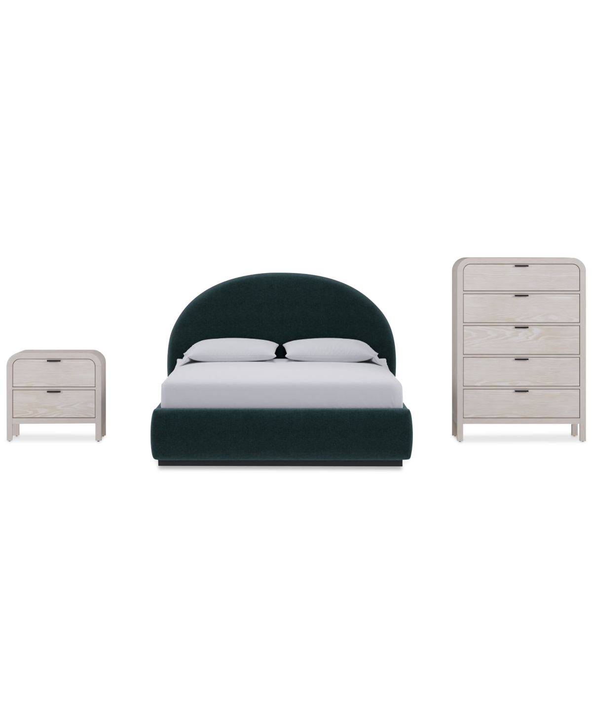 Macy's Lunare 3-pc. Bedroom Set (queen Bed, Chest & Nightstand) In Emerald