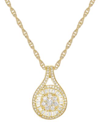 Macy's - Diamond Baguette Cluster Pendant Necklace (1/2 ct. t.w.)