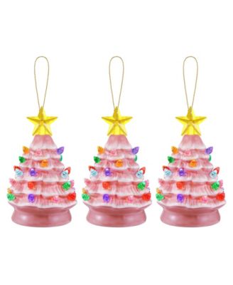 5" Nostalgic Ceramic Tree Ornaments, Set of 3