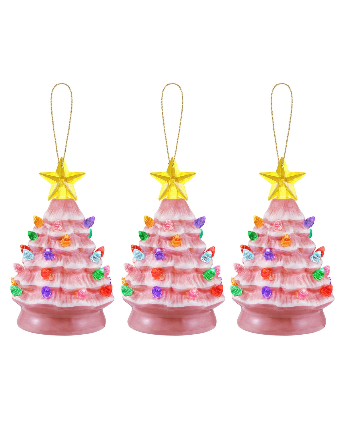 Mr. Christmas 5" Nostalgic Ceramic Tree Ornaments, Set of 3 - White