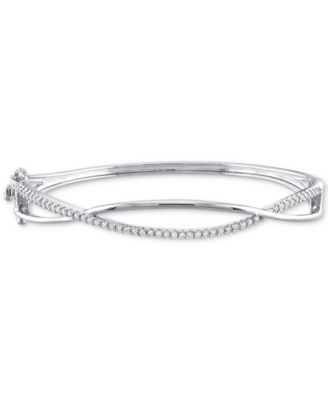 Macy's - Moissanite Crossover Bangle Bracelet (1/2 ct. t.w.) in Sterling Silver