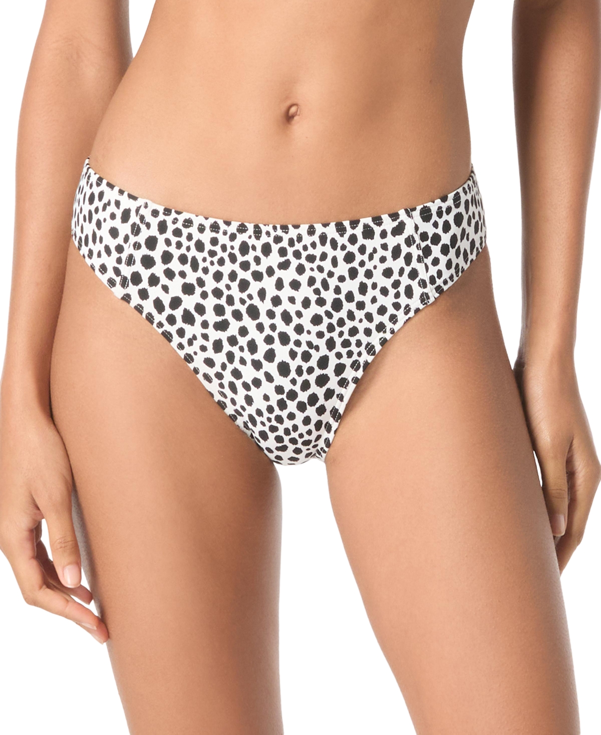 Michael Michael Kors Women's High-Leg Bikini Bottoms - White/Black