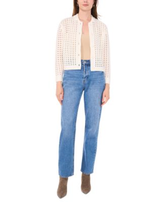 Women's Long-Sleeve Pointelle Cardigan
