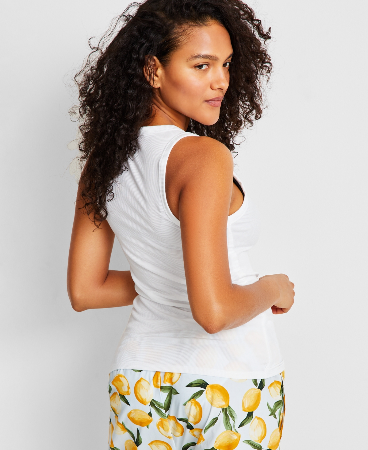 State Of Day Women's Ribbed High-neck Sleep Tank Xs-3x, Exclusively At Macy's In Bright White