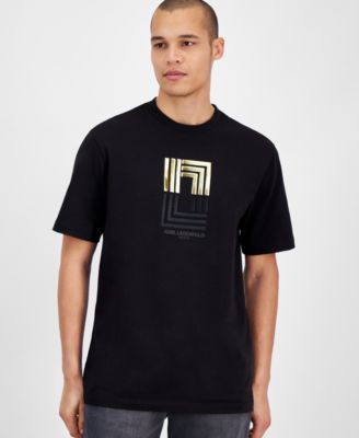 KARL LAGERFELD PARIS - Men's Slim Fit Short Sleeve Crewneck Mirrored-Logo T-Shirt