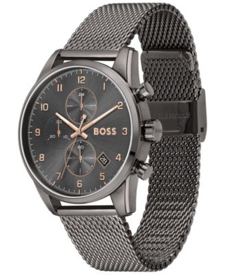 Men's Skymaster Chronograph Gray Stainless Steel Mesh Bracelet Watch 44mm
