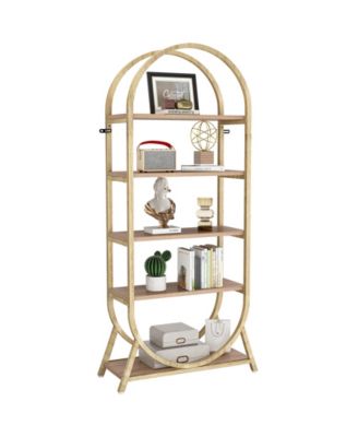 5-Tier Tall Arched Freestanding Bookshelf Display Rack Shelving Unit for Office, Bedroom, or Living Room (1PC)