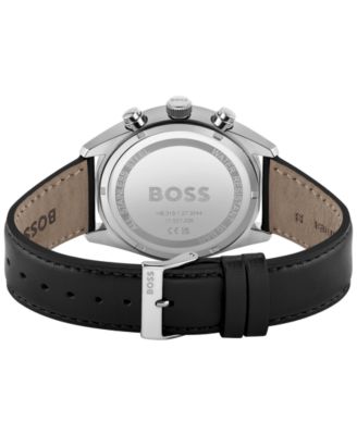 Men's Chronograph Champion Black Leather Strap Watch 44mm