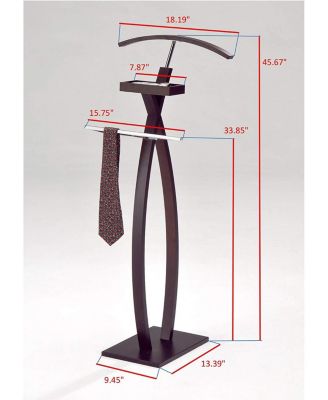 - Curved Suit Rack Valet Stand, Clothes Rack, Clothing Organizer, Jacket Hanger, Chrome/Walnut