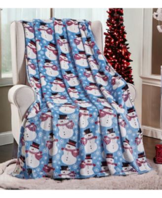 Winter Blues Christmas Snowman Ultra Soft And Plush Throw Blanket