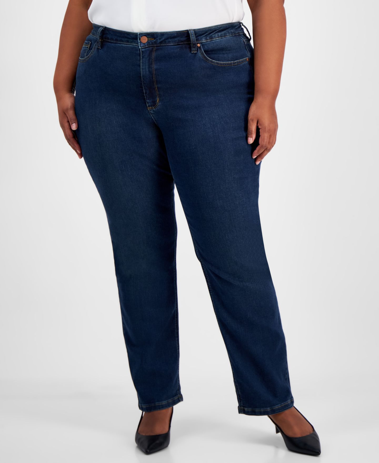 Женские джинсы Jones New York Plus Size Lexington Straight-Leg, цвет: Варёный — фото 3