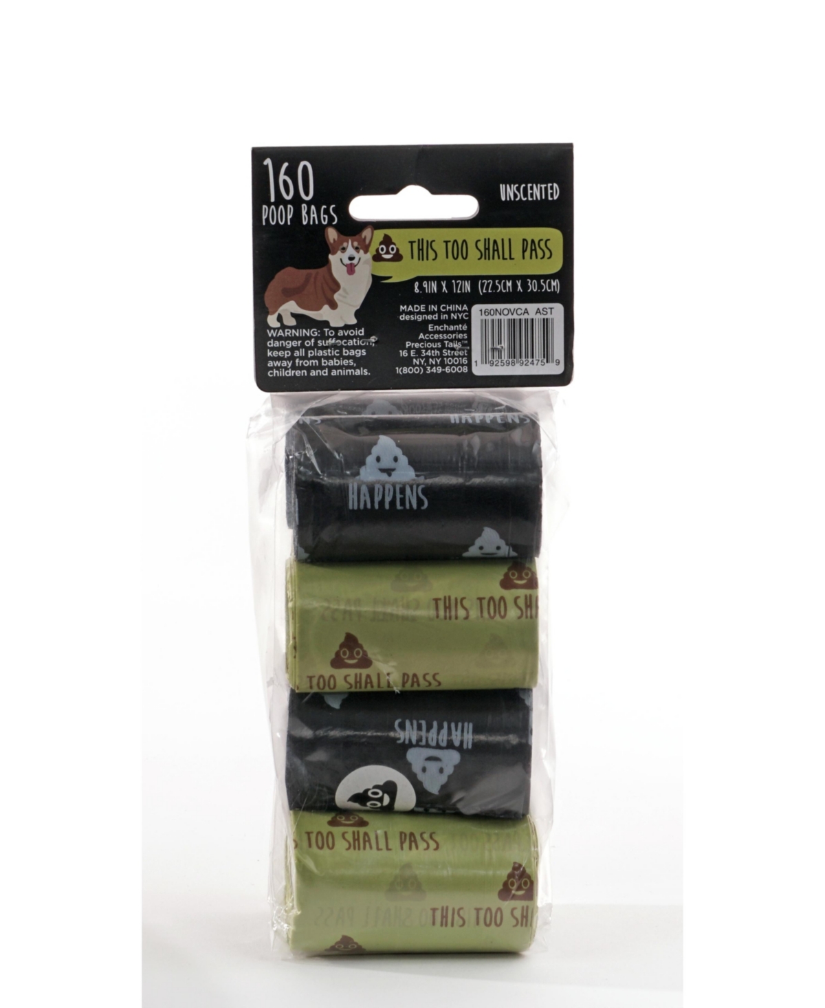 Precious Tails Dog Poop Bags, Biodegradable Humorous Pet Waste Bags Refills in Rolls, Leak-Proof, Durable, 160 ct