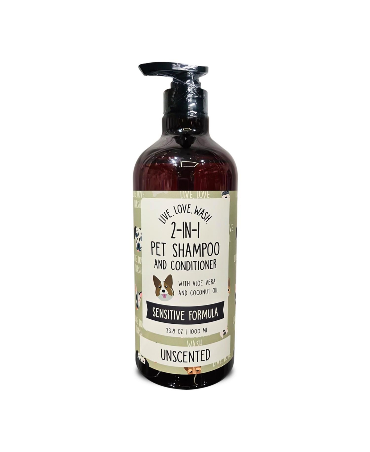 Live. Love. Wash. 2in1 Pet Shampoo & Conditioner, Cleanse, Conditions, Detangles, and Moisturizes, 1000ml - Unscented
