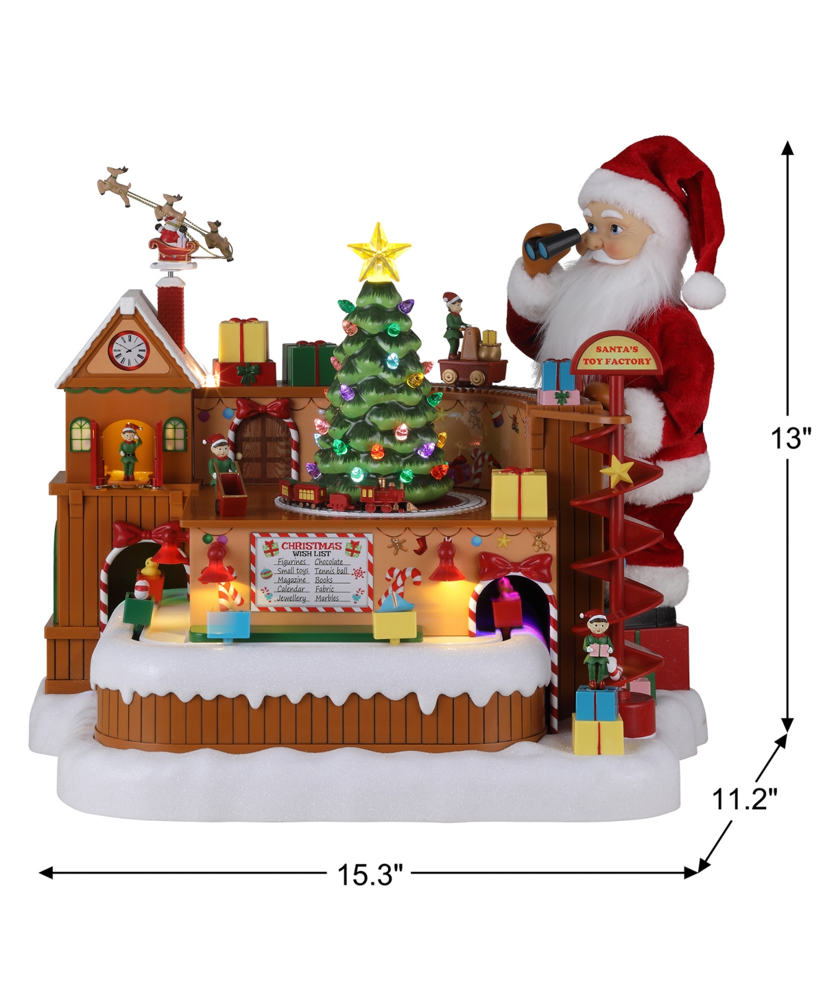Mr. Christmas 15" Animated Santa's Toy Factory Workshop In Multi