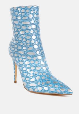 Womens Moolah Embossed Stiletto Heel Ankle Boots