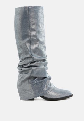Womens Capella Fold-Over Slouchy Denim Boot