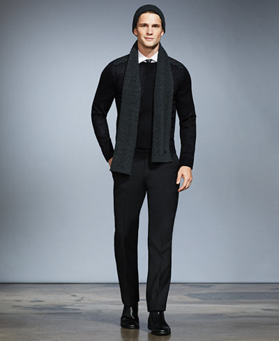 Ryan Seacrest Distinction Plaid Sweater & Navy Pants, Only at Macy's