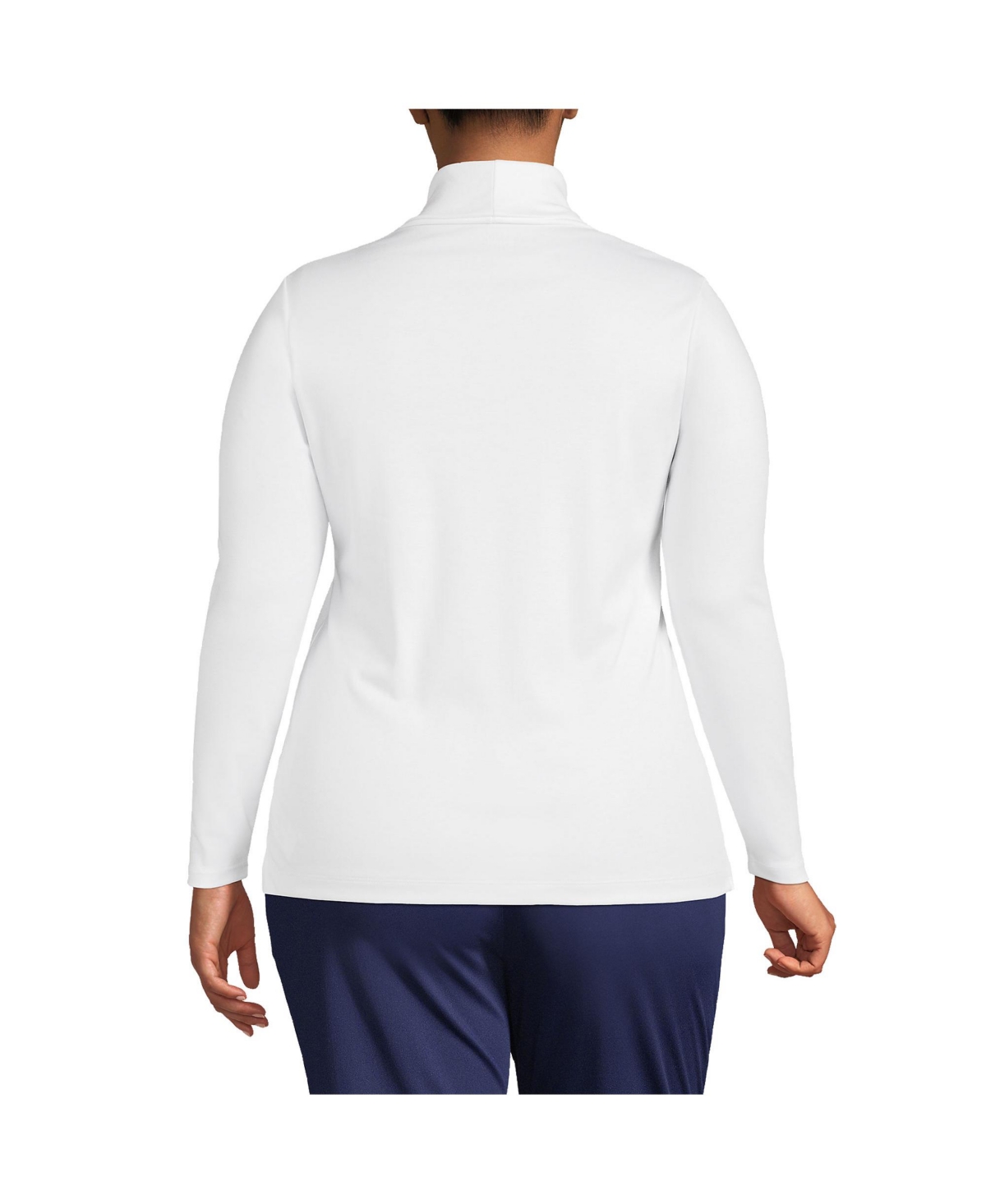 Lands' End Plus Size Supima Cotton Relaxed Long Sleeve Turtleneck
