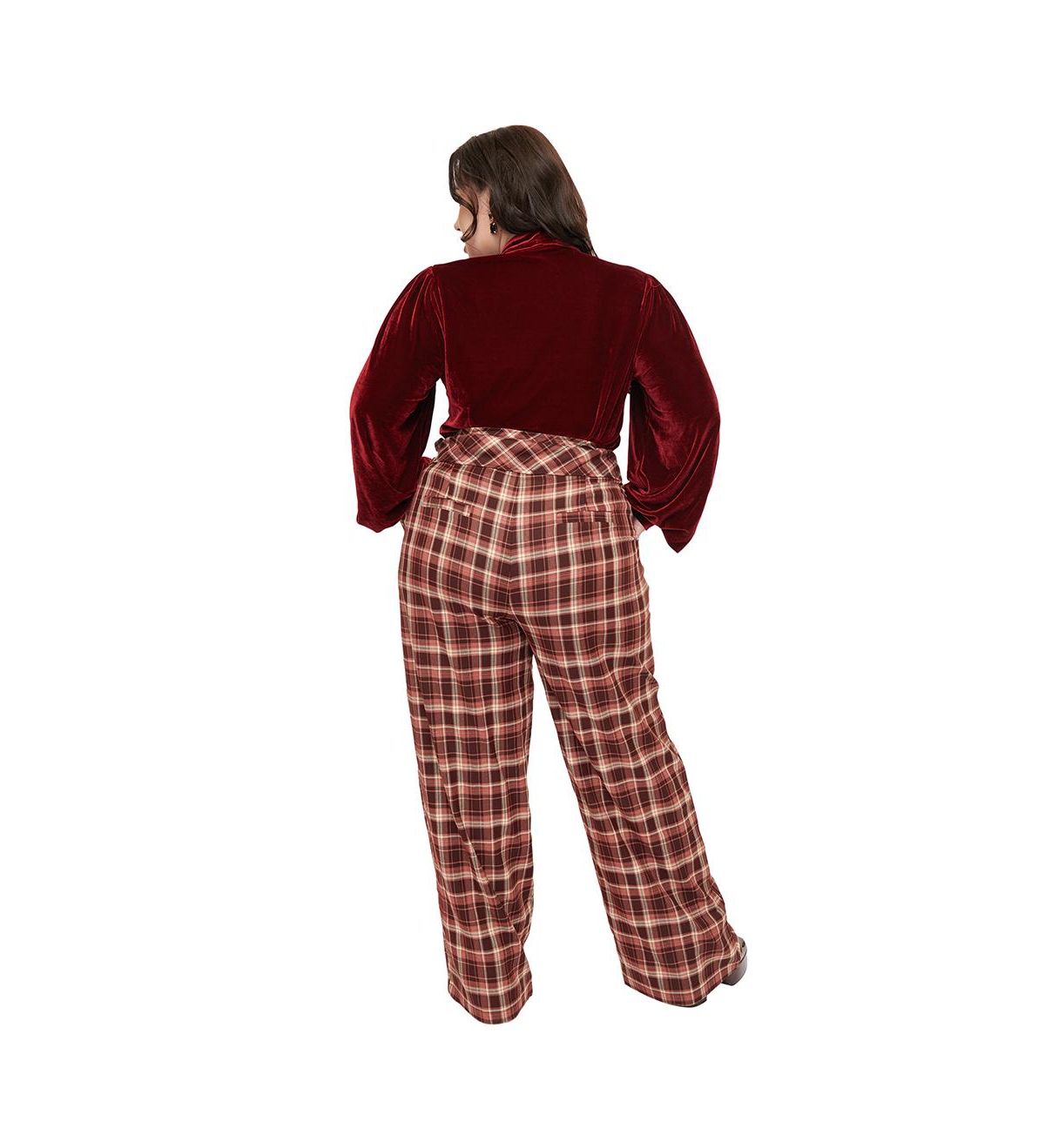 Unique Vintage Plus Size Double Belt Woven Pants