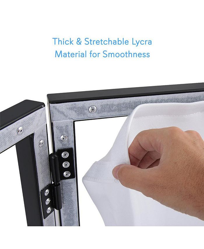 Pyle DJ Booth Facade Screen Cover Scrim Panel, Foldable 4-Panel Steel Frame with Lycra Fabric - White, PDJFAC10 - White