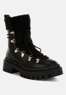 Womens Omul Fleece & Faux Leather Boots