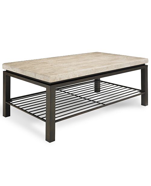 Bernhardt Tempo Travertine Top Rectangular Coffee Table