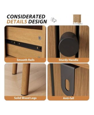 6 Drawer Dresser, Horizontal Chests Of Double Drawers For Bedroom, Mid Century Dresser With Black Handles And Wooden Legs, Storage Drawer Organizer For Closet, Hallway, Entryway